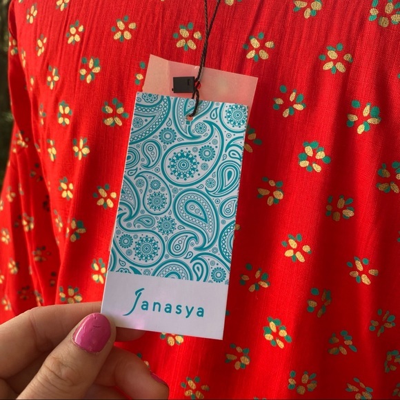 Janasya Indian Long Red Midi Dress w Tassel Medium - Picture 6 of 10